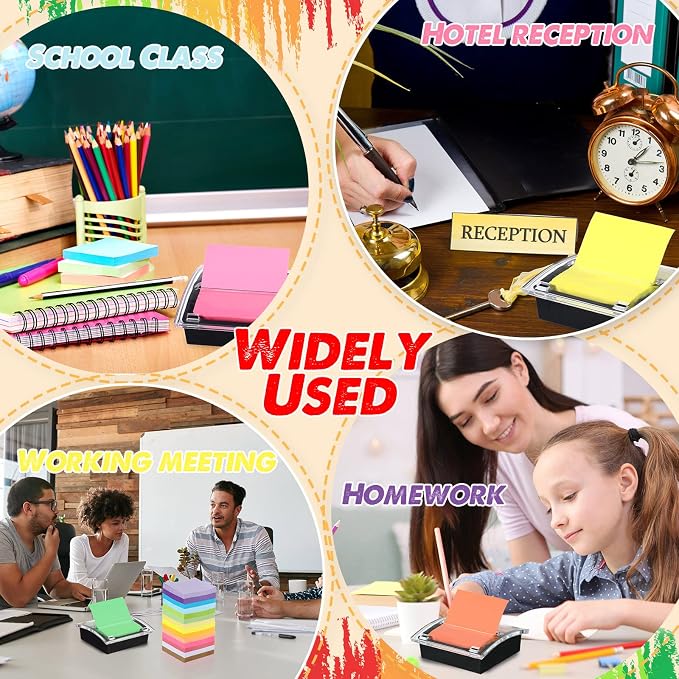 Thenshop 12 Pad Pop up Sticky Notes with 2 Pack Pop up Note Dispenser Note Holder Black Base Clear Top Self Stick Memo Pads Blank Adhesive Notes 3x3 Refills, 100 Sheet/pad(Assorted Colors)