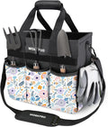 WORKPRO Garden Tool Bag, 10 Pockets and Shoulder Strap, Floral White | Heavy Duty Gardening Organizer Tote Bag Standable Garden Home Tool Kits Organizer (Tools are not Included)