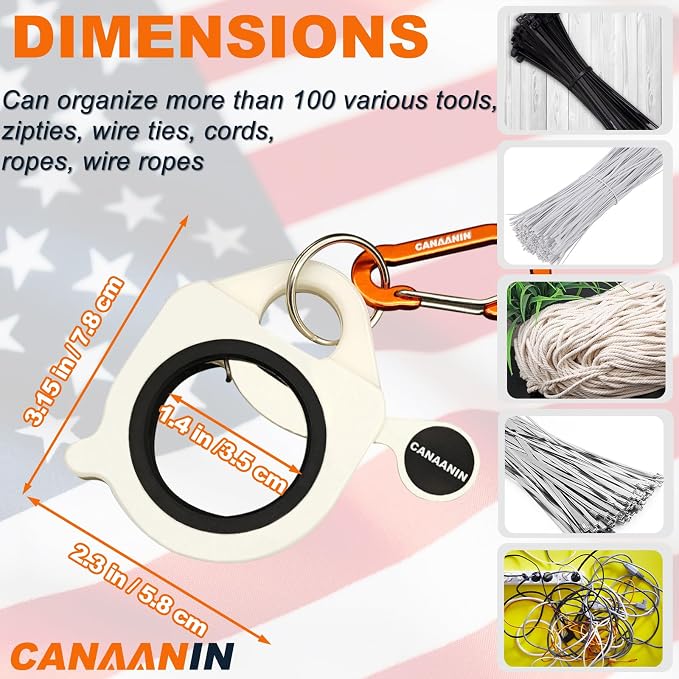 Zip Tie Holder Cable Tie Holder Heavy-Duty Colored Upgraded Carabiner Clip for Tool Belt Organized Strong Efficient for Electrician Tool Storage Reusable Portable(White, 4 Piece)