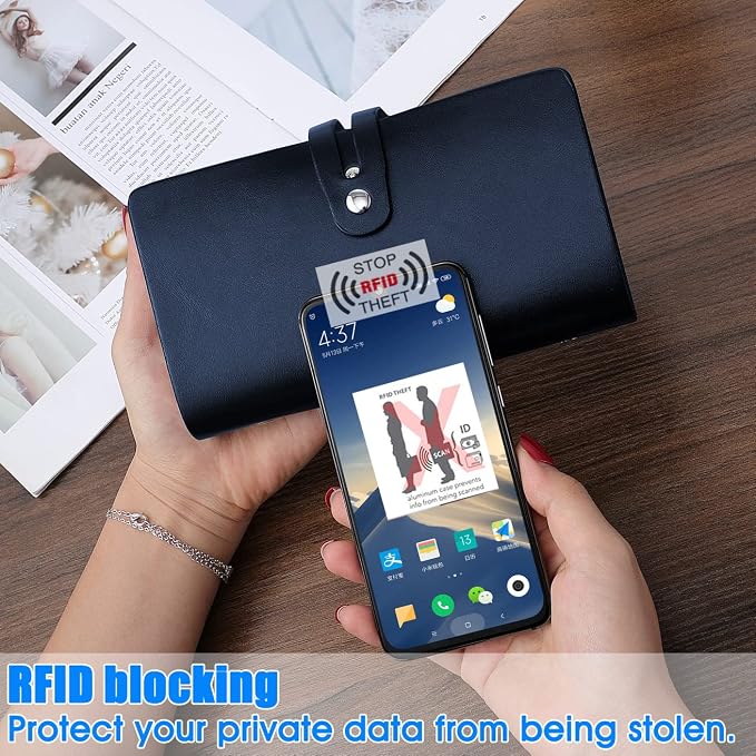 Business Card Holder and Credit Card Holder with 96 Card Slot, Business Card Organizer,Credit Card Organizer and Card Case for Protect Your Cards from Loss or Damage(Blue)