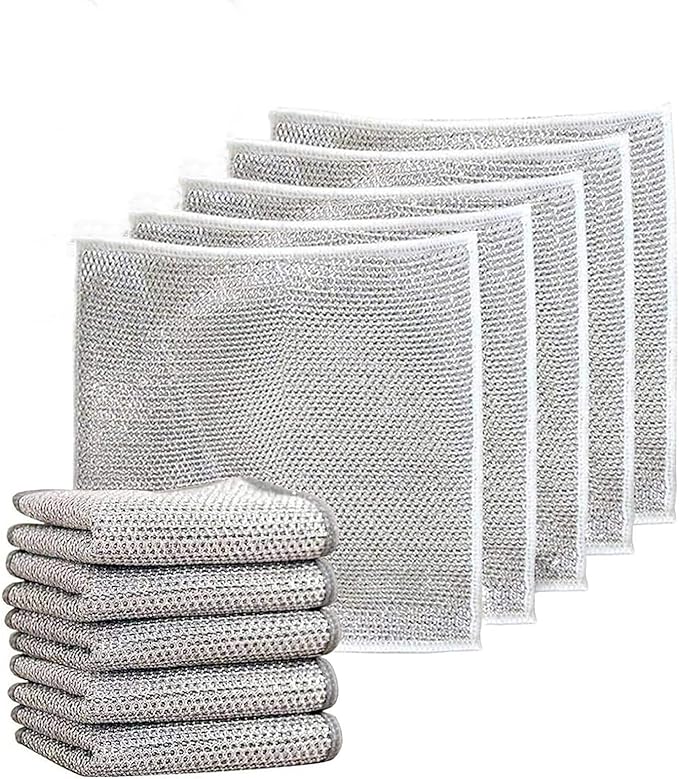 2024 New Non Scratch Wire Dishcloth, cleaning cloth,Soft Wire Dishwashing Rags Safe for Non-Stick Cookware, Scrubs & Cleans for Dishes, Sinks,Stove Tops, Easy Rinsing, Durable