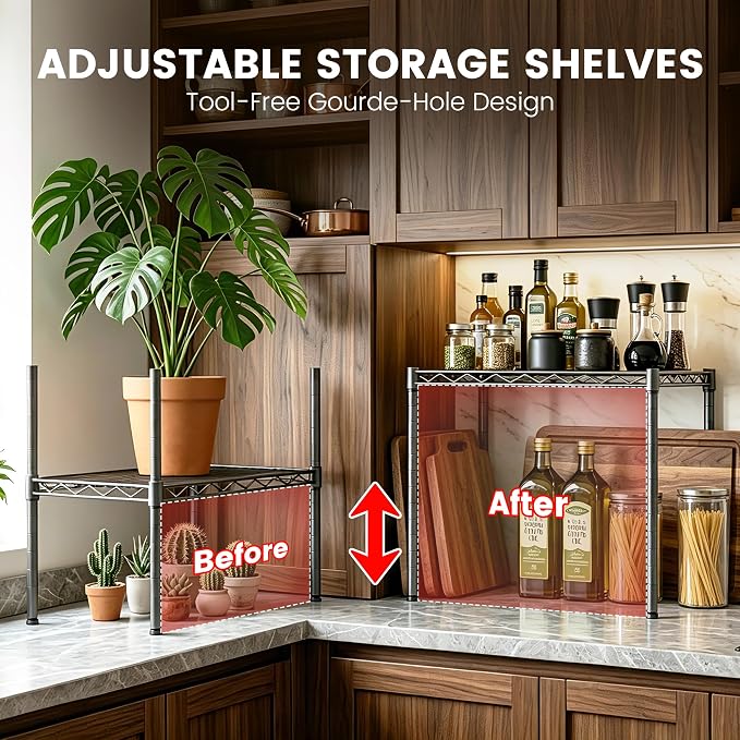 Xcity Storage Shelves, 1 Tier Heavy Duty Metal Shelving Unit, 350 LBS Adjustable Steel Wire Shelf for Commercial, Pantry, Kitchen, Garage, 14" D x 14" W x 15" H, Black