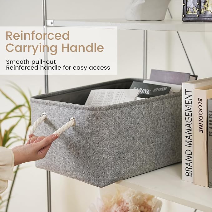 Large Storage Baskets- 15.7x11.8x8.26 inch Storage Bins for Shelves and Closet Organizing, Foldable Fabric Bin for Home Organization Clothes and Laundry (6-Pack, Gray)