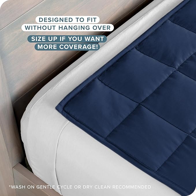 Bare Home Weighted Blanket Queen Size 22lb (60" x 80") for Adults - All-Natural 100% Cotton - Premium Heavy Blanket Nontoxic Glass Beads (Dark Blue, 60"x80")