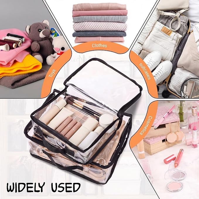 Hsei 4 Pcs Clear Dust Bags For Handbags 4 Sizes Fits Mini Wallet Oversized Tote Bags PVC Waterproof Purse Storage Organizer for Luxury Bag Soft Stand-Up with Zipper Handle for Closet Hanging (Clear)