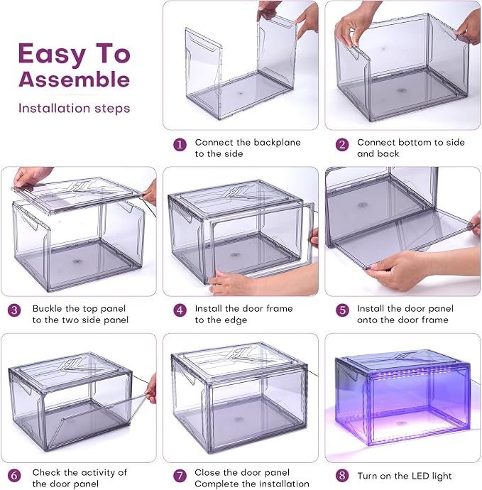 Oltraman LED Smart Shoe Boxes Display Case, Stackable Storage Organizers