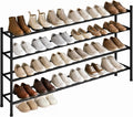 STORAGE MANIAC Long Expandable Shoe Rack, 24 Pairs Metal Wide Stackable Shoe Rack, Adjustable Shoes Shelf, Freestanding Shoes Organizer for Closet, Entryway, Hallway, Garage, Front Door, 4 Tiers