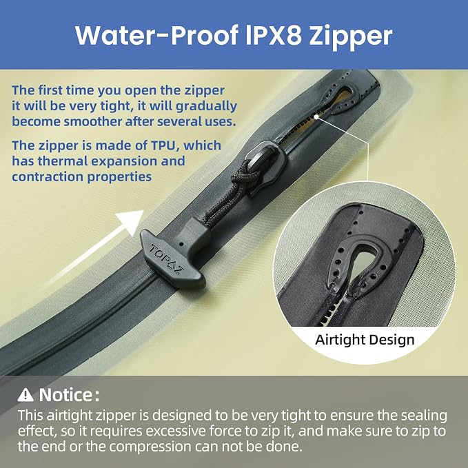 BAGAIL TPU Vacuum Bag for Travel, Reusable Compression Bag with IPX8 Waterproof Zipper, Save Space for Suitcase, Backpack and Carry on (Green, Large, No Pump)