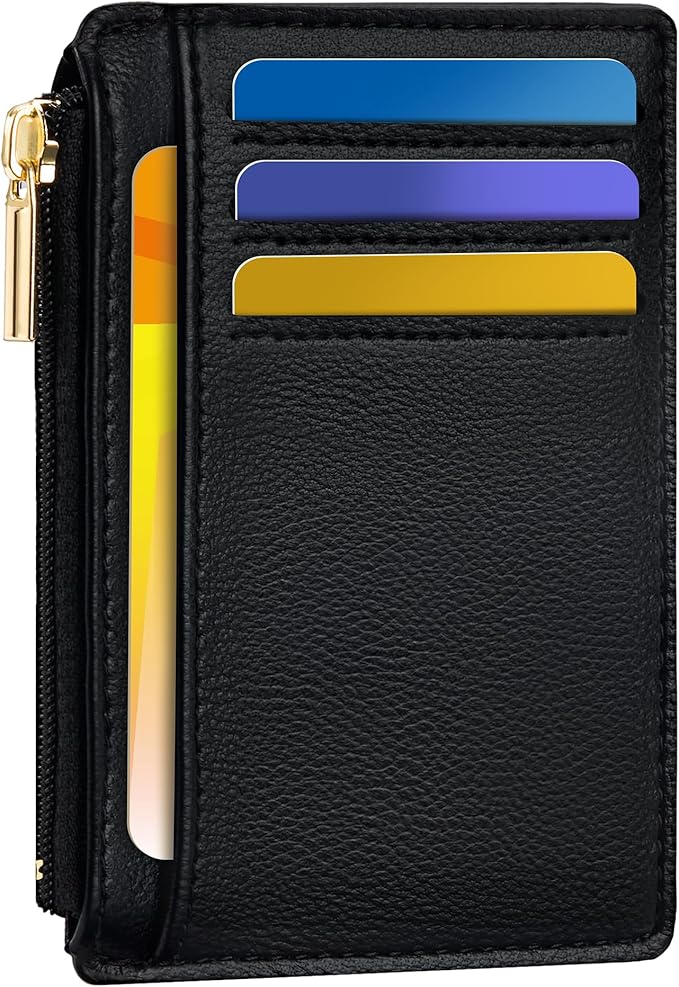 Tipmile Mens RFID Wallet, Small Slim Business Credit Card Holder, Mens Gift | Mini Tiny Cute ID Case, Minimalist Zipper Pocket Wallet, Thin Coin Purse, Mothers Gift