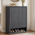 SICOTAS Shoe Cabinet 44 inch Tall Fluted Shoe Cabinet with Doors & 4 Shelves Wooden Large Hidden Shoe Storage Organizer Modern Free Standing 6-Tier Cabinet for Entryway Living Room Closet