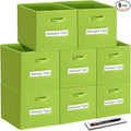 Fabric storage cubes (8 Pack) 11 Inch Cube Storage Bin, cube organizer bins with 8 Labels Window Cards & a Pen, Foldable cube organizer bins and Storage Box, lime green