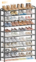 ENJOYBASICS Expandable Shoe Rack, 32.4'' Wide - 10 Tier Adjustable Shoe Organizer Shelf for Closet, 40 Pairs Black Metal Free Standing Shoe Rack Storage for Garage, Entryway