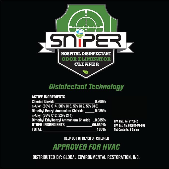 SNiPER Hospital Disinfectant, Odor Eliminator & All-Purpose Cleaner, 1 Gallon