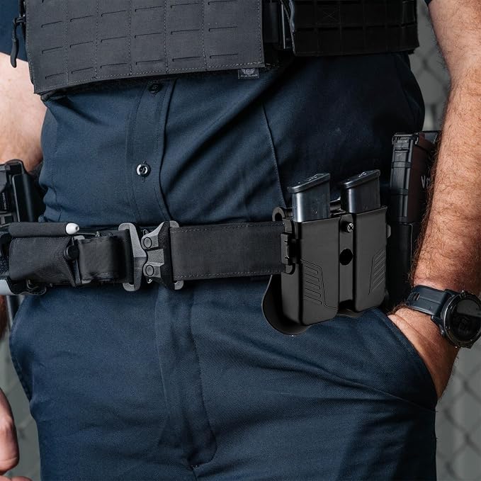 Double Magazine Holster Universal fit 9mm 380 10mm .40 .45 Pistol Magazines | Adjustable Retention Mag Holder Pouch for Glock/Sig sauer/S&W/Beretta/Taurus/Springfield/Ruger/1911 Single & Double Stack Mag