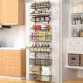 Moforoco Over The Door Pantry Organizer, Pantry Door Organizer Shelves, Kitchen Organizers and Storage, Hanging Basket Wall Spice Rack Seasoning Shelves, Laundry Room Bathroom accessories（Black