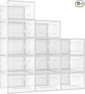 Kuject X-Large Shoe Storage Box Fit Size 11,Clear Plastic Stackable Shoe Organizer for Closet, Space Saving Stackable Sneaker Shoe Boxes Rack Container Bin Holders Case, 12 Pack Clear