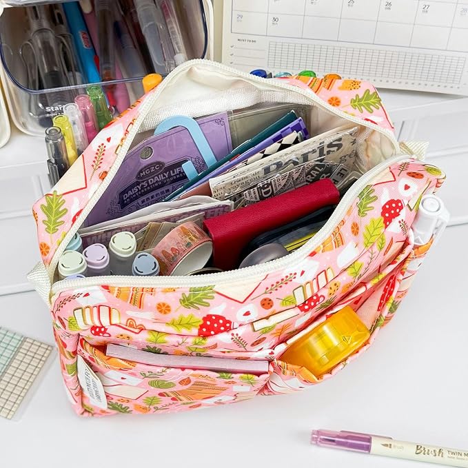 Multiple Pockets Portfolio Organizer with Zippered,Storage Pencil Pouch Bag | Waterproof Travel Toiletry Bag,Portable Pencil Pouch for Notebooks,Stationeries,Make-up,Journal Office Art Supplies.Sock Book
