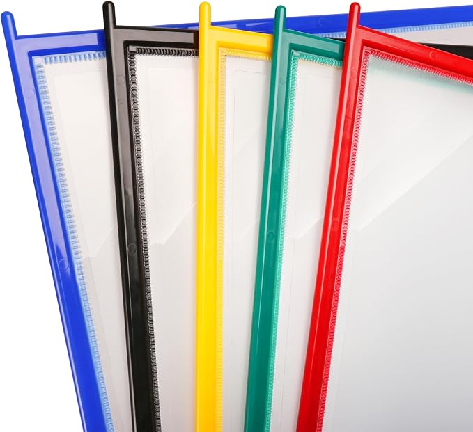 Tarifold Desktop Reference & Display System, 10 Double-Sided Pockets, 20 Sheet Capacity, Durable Metal Base, Easy-Load Polypropylene Pockets, Letter-Size, Made in Denmark, Assorted Colors