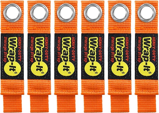 Heavy-Duty Wrap-It Storage Straps - 7-inch (6-Pack) Blaze Orange - Garage Organizer and Appliance Cord Holder for Home Storage Essentials