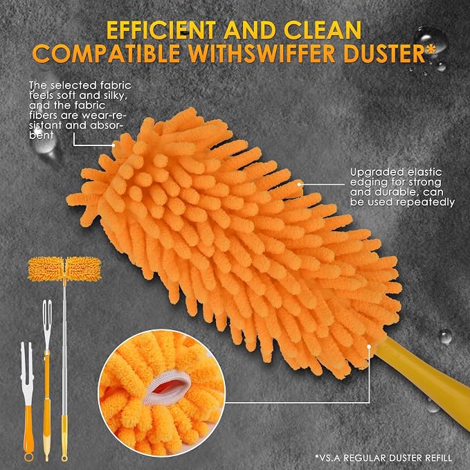Redones Dusters for Swiffer - Reusable Duster Refill Compatible with Swiffer Hand Duster, 360 Heavy Duty Dusters Refills 4 Pack(Handle is Not Included)