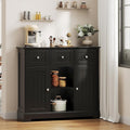 ChooChoo 35.4" Coffee Bar Cabinet with 3 Drawers and 2 Doors, Black | Buffet Cabinet with Adjustable Shelves, Storage Cabinet for Compact Kitchens, Dining rooms and Living rooms