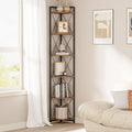 6 Tier Corner Shelf Stand, 78" H Tall Corner Bookshelf, Rustic Brown | Industrial Metal Corner Shelf for Living Room Decor, Plant Stand Display Shelf for Bedroom, Bathroom, Small Spaces