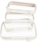 4 pcs Clear Zipper Pouches,Hard Shell Zipper Case, Toiletry Bag for Travel | CLear Diaper Bag, Toiletry Pouch, Travel Organizer, Cosmetic Bag,Toy Storage Bins (M+3S)(Ivory)