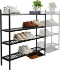 Shoe Rack, 4-Tier Long Shoe Rack, Stackable Shoe Storage Organizer Expandable Shoe Shelf Stand, Holds up to 25-30 Pairs of Shoes for Entryway, Garage, Front Door Entrance, Metal,45.6in Black
