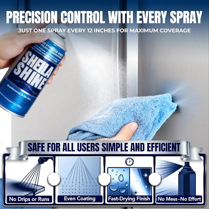 Sheila Shine 3 x 10oz Stainless Steel Cleaner and Polish - Removes Grease, Fingerprint & Watermark - Kitchen Appliances, Refrigerators, Sinks, Ovens & Grills - Stainless Steel Cleaning Spray