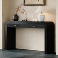 Farmhouse Modern Curved Console Table 54.3-Inch Sofa Entry Table Fluted Accent Tables with Storage Drawers for Living Room Entryway Hallway Furniture, Black