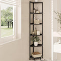 Hzuaneri Corner Shelf Stand, Corner Bookshelf, Storage Standing Shelf Unit with Metal Frame, Plant Stand, Bookcase for Living Room, Home Office, Bedroom, 6-Tier Black CS06006B