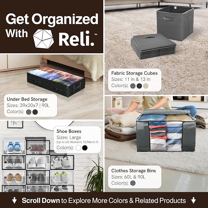 Reli. Shoe Box 7 Pack | Clear Storage Shoe Box Stackable & Compact
