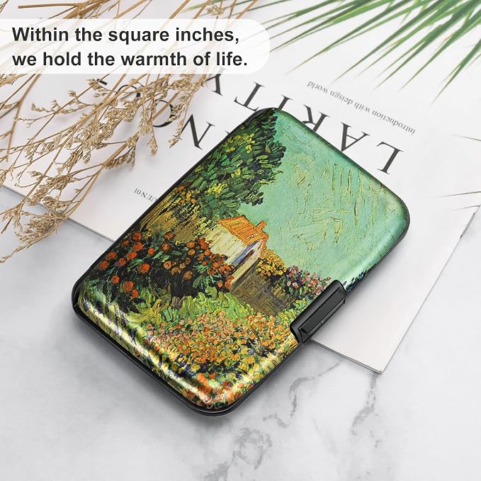 ELFISH Mini RFID Aluminum Wallet Credit Cards Holder Business Card Case Metal ID Case for Men Women(Scenery)