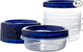 PLASTICPRO [8 oz 4 Pack] Deli Containers Clear bottom With blue Top Twist on Lids Reusable, Stackable, Food Storage Freezer Container