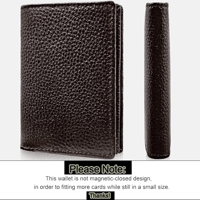 Genuine Leather Business Card Holder Name Card Case Credit Card Wallet with ID Window RFID Blocking (Coffee)