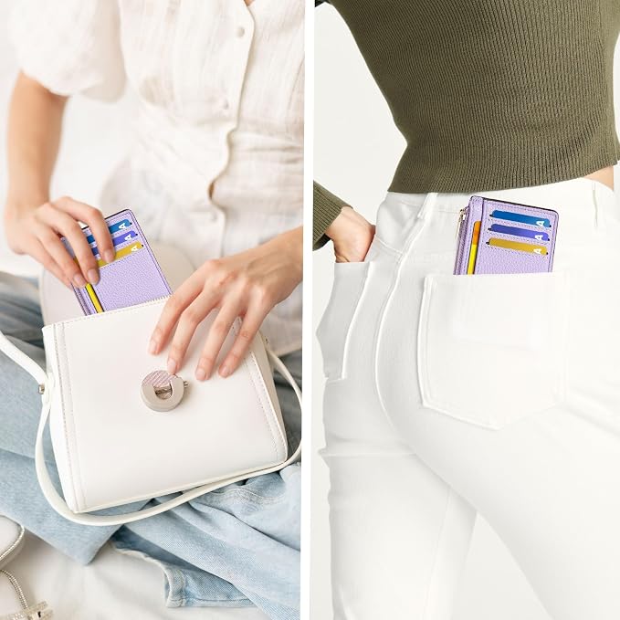Tipmile Womens Credit Card Holder Wallet, Small Slim RFID Blocking Sleeve | Mini Tiny Cute ID Case, Minimalist Zipper Pocket Wallet, Thin Coin Purse, Mothers Gift