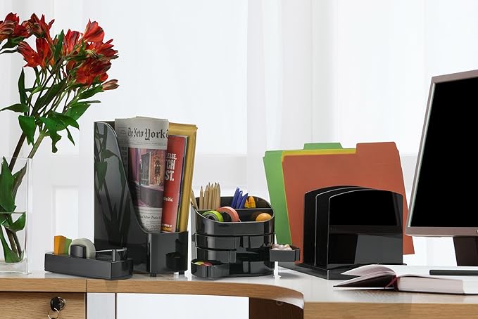 Officemate 2200 Series Executive Large Three-Tiered Pencil Cup, Black (22292)