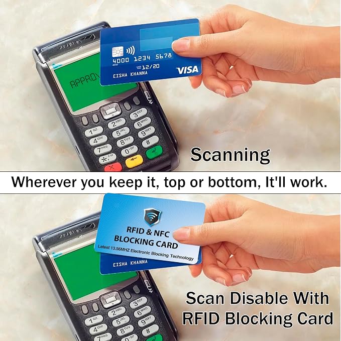 SaiTech IT 5 Pack RFID Blocking Card for Credit Debit ID Card, Sky Blue | Slim Anti-Theft Contactless NFC RFID Blocker Protector, Easily Fit into Wallet and Purse, for Men & Women