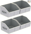 Homsorout Storage Bins for Shelves - Small Trapezoid Closet Shelf Organizer, Fabric Organization Bins with Handles, Storage Baskets for Clothes, Towel, Purse, 4 Pack, Light Gray
