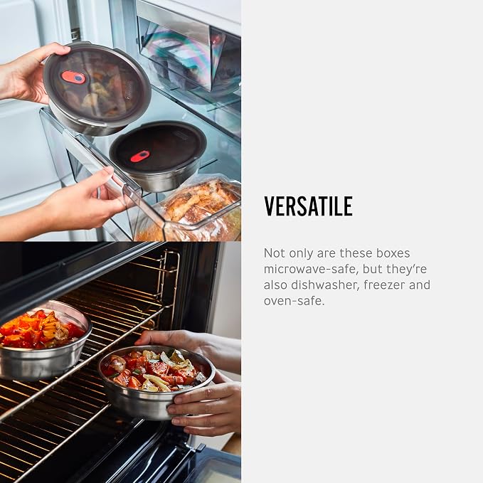 BLACK + BLUM Lunch Bowl | Microwave Safe Stainless Steel | 950ml | Leak Proof & Airtight, Durable & Reusable, Stackable Food Storage, Ideal for Meal Prep Batch Cooking, Lunches and Snacks