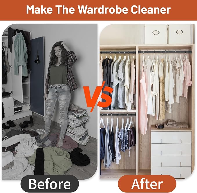 Adjustable Closet Rod 35-125 Inch - 1.3”Diameter Heavy Duty Closet Rods for Hanging Clothes - Simple Clothes Rod for Closet - Versatile Closet Poles for Hanging Clothes - Closet Bar