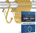 10-Pack Metal S Hooks for Hanging – Heavy-Duty S-Shaped Hooks with Safety Buckle – Fits Bars up to 0.8 in – Anti-Drop S-Hooks for Kitchen, Bathroom, Closet & Pot Racks – Gold (Medium)