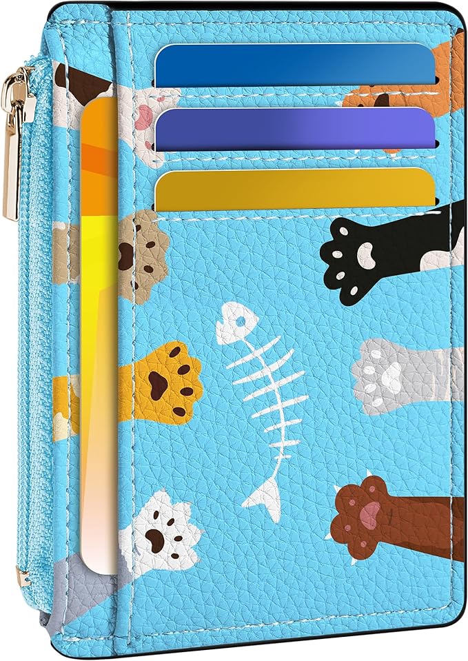 Tipmile Womens Credit Card Holder Wallet, Small Slim RFID Blocking Sleeve | Mini Tiny Cute ID Case, Minimalist Zipper Pocket Wallet, Thin Coin Purse, Mothers Gift