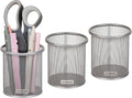 Mind Reader Pen and Accessories Holder, Desktop Organizer, Office, Metal Mesh, 3.5"L x 3.5"W x 3.75"H, Set of 3, Silver