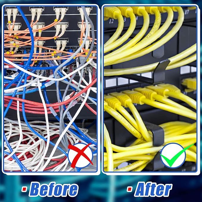 10 Pieces Vertical Cable Management D Ring 2.4 x 4 x 4 Inches Wire Organizer Metal Cable Rack for Patch Cables, Fiber Optic, Power Cords, Black