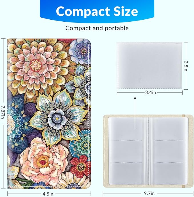 Pu leather business card organizer， 240 Capacity business card holder organizer，Credit card holder for women and men