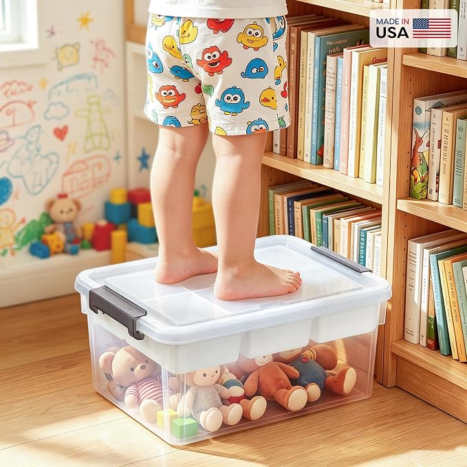 Citylife 17 QT Plastic Storage Box with Removable Tray Craft Organizers and Storage Clear Storage Container for Organizing Bead, Tool, Sewing, Playdoh, Coloring Books, Markers