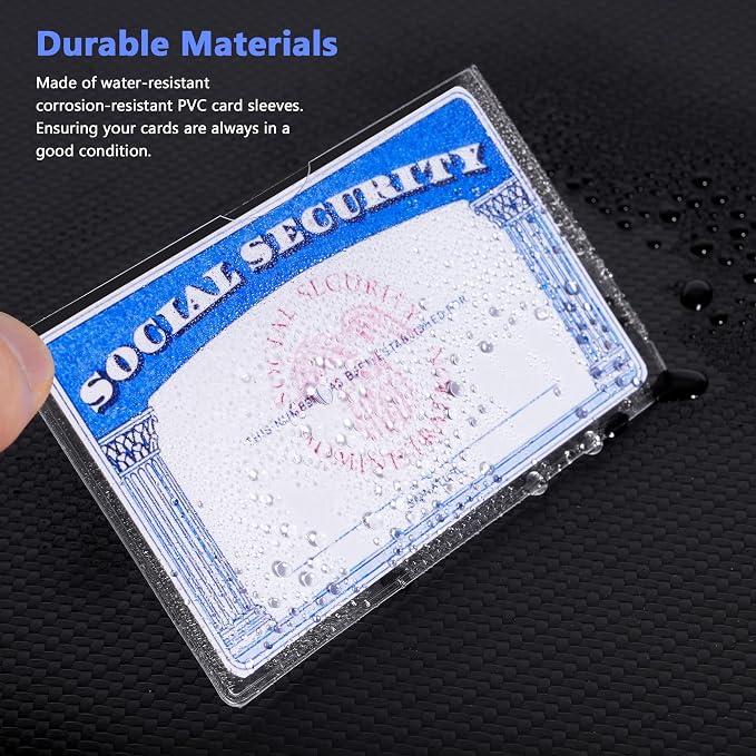 Social Security Card Protector, Clear Credit Card Sleeves, 10-Pack | Durable PVC Material, Clear & Easy to Read, Everyday Essential, Everyday Essential, 3.8 x 2.32 in