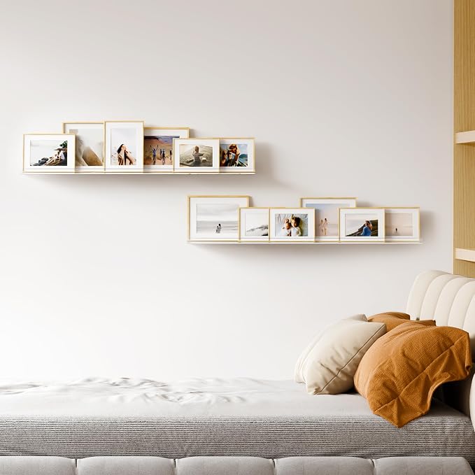 upsimples 35.5" Acrylic Shelves for Wall Storage and Organizer, 2 Pcs | Extended Shelf for Picture, Skincare, Perfume, Bag, Kitchen Spice Rack, Kids Bookshelf, Invisible for Displaying, Room Décor