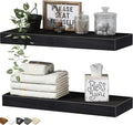QEEIG Bathroom Floating Shelves for Wall - 15.7" Wall Mounted Shelf Over Toilet Farmhouse Home Decor Display Bookshelf Small 15.7 x 6.7 inch Set of 2, Black (008-40B)